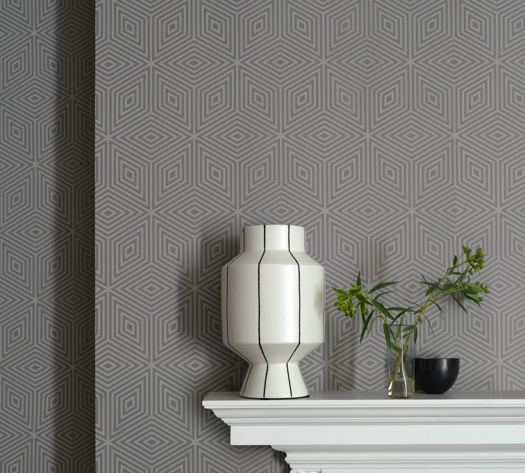 Обои Paint & Paper Library Botany Marquetry Tile Blue Blood 0360MABLUEB фото в интерьере